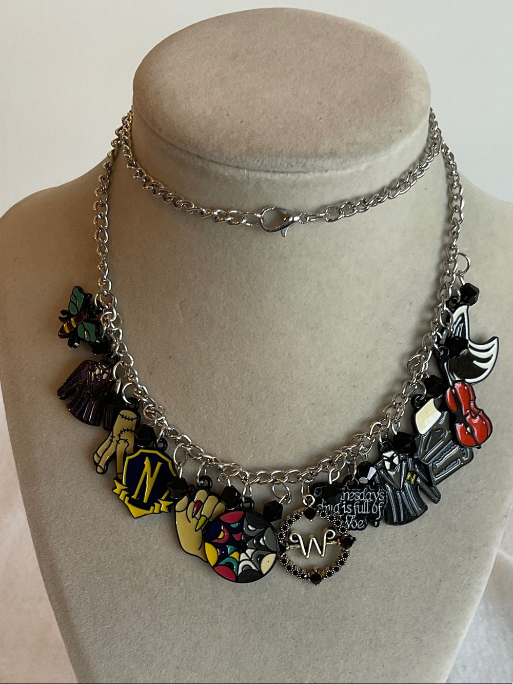 Multicolor Enamel Charm Statement Necklace - Women Jewelry